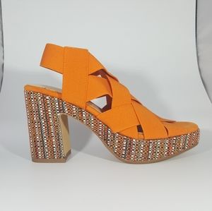 NR Rapisardi Elastic Cross Band Platform Sandal